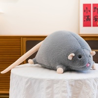 Peluche de rat gris personnalisée en usine, super douce et moelleuse, avec longue fourrure, queue, oreilles et nez roses, pour enfants