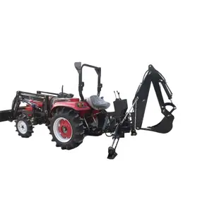 Tractor agrícola de granja, retroexcavadora pequeña de césped y cargador frontal, en venta