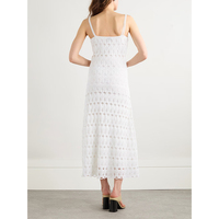 Robe maxi de plage sans manches, décontractée, blanche, sexy, transparente, en crochet, moulante, en tricot, taille naturelle, élégante pour l'été