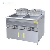 Qualité garantie, friteuse électrique commerciale OURUITE en acier inoxydable, 12KW, 380V, technologie de mélange huile-eau, 50L, modèle CE