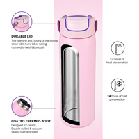 Bouteille d'eau isotherme en acier inoxydable Everich 14oz 18oz avec gravure personnalisée, étiquette privée, couvercle à clapet avec paille et poignée