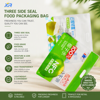 Sachet d'emballage personnalisé en Mylar avec fond plat, scellé sur trois côtés, pour aliments, pochette plastique verticale avec fenêtre transparente