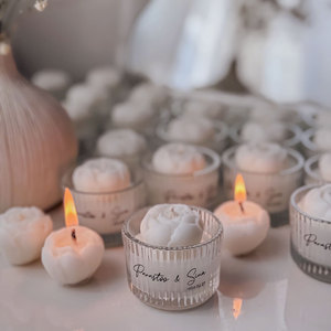 Logo personalizzato bianco puro elegante candele profumate fiori decorativi perla affascinante novità aromaterapia candela con scatola regalo - Product Image 4
