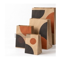 Sacs en papier kraft SOS à fond carré et ouvert sans poignées pour boulangerie, fournitures quotidiennes, emballage personnalisé imprimé