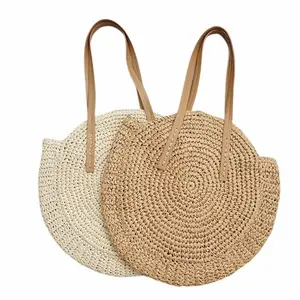 Borsa Da Spiaggia Donna In Corda Di Cotone Ondulata Maglia D'Oca Borsetta Per Bebe Graziosa Paglia Intrecciata A Mano