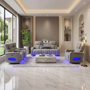 Modern electric smart recliner <b>sofa</b> set, filled sponge, equipped colorful LED lights, fully functional, with a liftable <b>table</b>, - Product Image 5