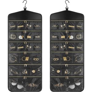 Organisateur de bijoux suspendu, 40 poches, rangement à fermeture éclair pour placard, mur, porte, support de bijoux de voyage, accessoires pour femmes - Product Image 1