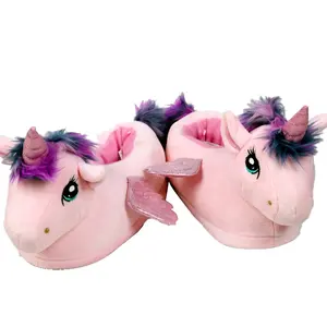 Fantastische Stijl Custom Winter Pluche Dier Vorm Eenhoorn Kinderen Pluche Dier Slippers