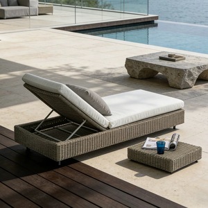 Chaise longue d'extérieur en rotin PE, lit de repos extérieur, chaise longue de plage, chaise longue de jardin imperméable - Product Image 4