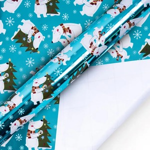 CuPolar Bear Christmas <b>Tree</b> Metallized Eco-Friendly Art Paper Gift Wrapping Roll Single-Sided Coated Recyclable 100GSM Digital - Product Image 1