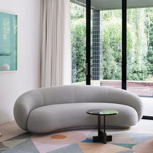 Sofá curvado Boucle suave de espuma de alta densidad de diseño moderno, muebles de sala de estar, sofá para el hogar - Product Image 6