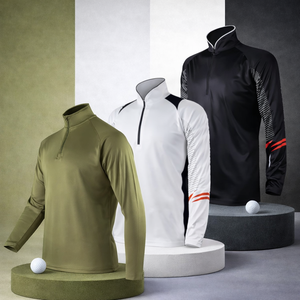 เสื้อสเวตเชิ้ตผู้ชายแบบแห้งเร็ว แขนยาว สำหรับเล่นกีฬา คอซิป 1/4  แบบสวมหัว  สำหรับกอล์ฟ  รับสกรีนโลโก้ - Product Image 2