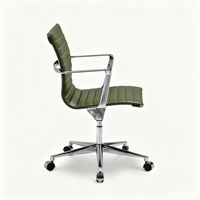 Chaise de bureau pivotante de style nordique, chaise rembourrée en cuir, structure en alliage d'aluminium, chaise de direction réglable en hauteur avec roulettes