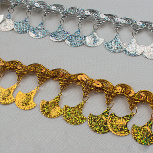 5MM DIY costura decorativa adornos de encaje dorado trenzado brillo lentejuelas borla flecos trenzado disfraz Tatting recorte de tela con cuentas - Product Image 5