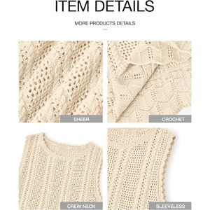 Gilet en crochet KIRUNDO sans manches, col rond, coupe ample, idéal pour la plage, les stations balnéaires et les croisières 2026 - Product Image 4