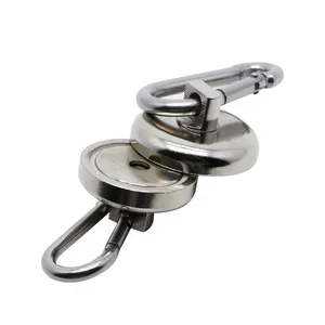 Ronde Pot Magneet Base Sterke Neodymium Magnetische Haken Met Swivel Karabijnhaak Voor Klimmen