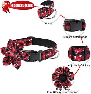 HIPHOPPET, venta al por mayor, <span class=keywords><strong>Collar</strong></span> navideño para mascotas, copo de nieve, pajarita, patrón Floral, collares de hebilla separables ajustables para perros y gatos - Product Image 3