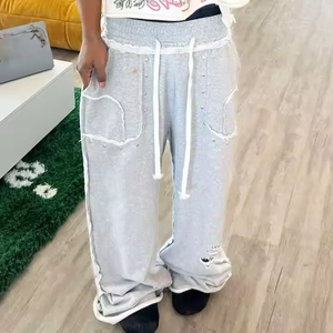 <span class=keywords><strong>Pantaloni</strong></span> da Jogging Personalizzati a Vita Alta in Felpa Francese, Gamba Larga e <span class=keywords><strong>Oversize</strong></span> per Uomo, Stile Distressed e Baggy - Product Image 3