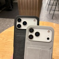 Étui portefeuille portable professionnel en cuir PU avec support pour iPhone XR 11 12 13 17 Pro Max, couleurs unies, coque arrière