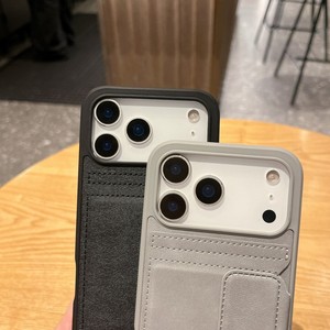 Funda de piel sintética para tarjetas, tarjetero portátil de negocios, soporte para teléfono, funda para iPhone XR 11 12 13 17 Pro Max, colores puros, cubierta trasera. - Product Image 3