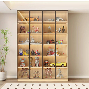 Meuble de rangement moderne en bois XHA avec portes vitrées, cinq niveaux, grande capacité, étagère de présentation, organisateur de salon - Product Image 3