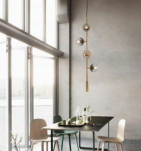 Plafonnier led suspendu en forme de bande métallique, design nordique moderne, couleur jaune or, luminaire décoratif de plafond, idéal pour une salle à manger ou une <span class=keywords><strong>chambre</strong></span> à coucher, ampoule E27 - Product Image 1