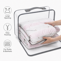 Sac d'emballage pour literie en PVC transparent personnalisé avec poignée en cuir renforcée pour le rangement des édredons