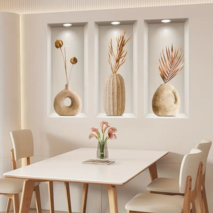 Nouveaux Stickers Muraux Effet 3D, Triptyque Artistique Autocollant pour Décoration Murale, Idéal pour Entrées et Salons - Product Image 1