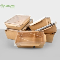 SenAng05 boîte de repas anti-fuite grande capacité papier Kraft à emporter 500Ml récipient alimentaire avec Division vente chaude
