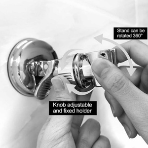 Support de pommeau de douche réglable, support de pommeau de douche amovible à ventouse, support de pommeau de douche sans perçage avec finition chromée - Product Image 4