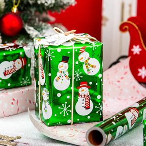 Green Christmas <b>Wrapping</b> <b>Paper</b> Snowman Design 17 Inch X 33 Feet Reversible Gift Wrap For Children Craft Use - Product Image 5