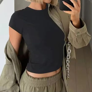 Camiseta Básica Personalizada de Alta Elasticidad, Suave, Transpirable y Agradable al Tacto, de Manga Corta para Uso Diario de Verano para Mujer - Product Image 4