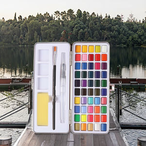 Ensemble de peinture <span class=keywords><strong>aquarelle</strong></span> solide de 50 couleurs comprenant un pinceau pour le papier, la toile, le verre, le <span class=keywords><strong>dessin</strong></span> - Product Image 2