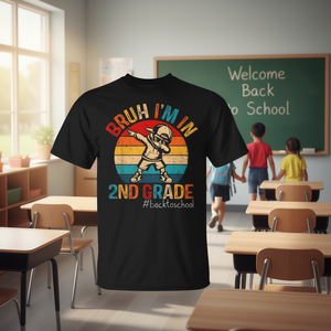Bruh I'm In 2Nd Grade Dabbing Boy T-shirt a maniche corte girocollo unisex per bambini, ritorno a scuola, primo giorno di scuola - Product Image 4
