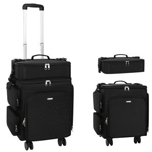 Maleta de Maquillaje con Ruedas <span class=keywords><strong>2</strong></span> en 1 Relavel, Bolsa de Estilista, Organizador de Almacenamiento para Maquilladores, Maleta con Ruedas Giratorias de 360° °   Ruedas Giratorias - Product Image 1