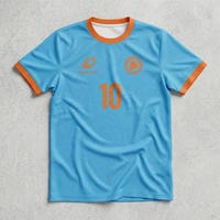 Ensemble d'uniformes de football personnalisés bleu ciel vif et orange 2026 – Kit complet : maillot, short, chaussettes, survêtement