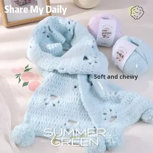 Little Glutinous Rice Hand gestrickter Cardigan Sweater Schal und Hut mit <span class=keywords><strong>Cat</strong></span> Footprint Crochet aus hochwertigem Faden - Product Image 5