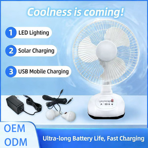 モダンな12インチ、14インチ、16インチのソーラーファン、大容量バッテリー、高品質USB、OEM/ODM対応、屋外キャンプ用充電式ソーラースタンドファン - Product Image 1