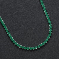 Collier Tennis BC172 en Zircon Vert 4mm, en Laiton Électroplaqué pour Homme, Style Hiphop, à Trois Griffes et Simple Rangée