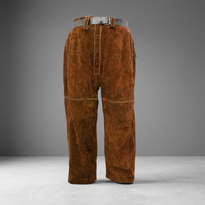Men's Brown <b>Wool</b> Work <b>Pants</b> High Waist Button Closure Heavyweight Flat Front Workwear Style - Product Image 4