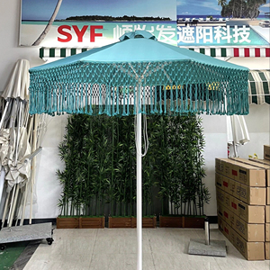 Nuevo diseño Dia2.5m al aire libre Estilo Hawaiano cuerda de algodón ahuecado mar sombrilla playa sombrilla borla jardín <span class=keywords><strong>Patio</strong></span> paraguas - Product Image 1