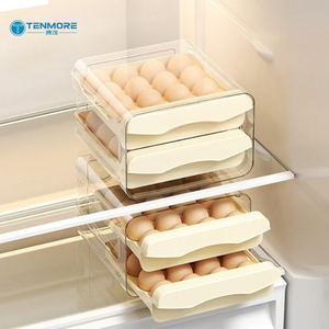 Organizador de <span class=keywords><strong>Huevos</strong></span> Apilable de <span class=keywords><strong>Doble</strong></span> Capa para Refrigerador, Contenedor de Almacenamiento de <span class=keywords><strong>Huevos</strong></span> de Plástico Transparente para Refrigerador y Encimera - Product Image 4