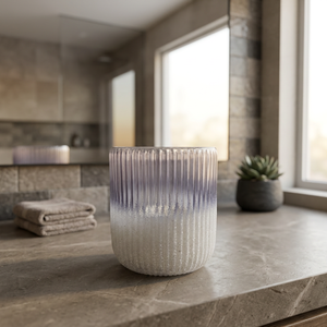 Ribbed <b>Glass</b> Cylinder <b>Heat</b> <b>Resistant</b> Candle Jar Gradient Tumbler Vase Decorative Candle Holder for Christmas Home Party Decor - Product Image 3