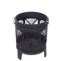 Panier de foyer moderne en acier avec poignées pour mobilier d'extérieur, jardin et terrasse, protection anti-étincelles