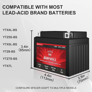 Batterie de moto au lithium AMPXELL 12V 30Wh CA150, batterie de moto pour AMX12-25FQ 12V 30Wh CA150 au lithium - Product Image 2