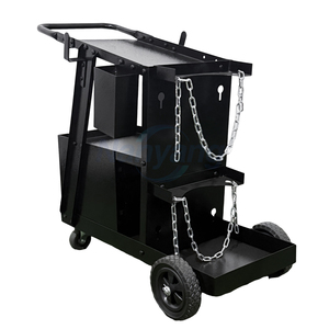 3 Tiers Steel Welding Machine <b>Trolley</b> Cart 2 Drawers 2 Zinc Chains Universal Rolling MIG Welder Cart 6 Inch Wheels - Product Image 3