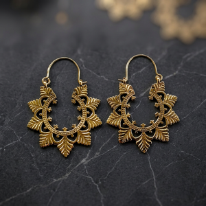 Boucles d'oreilles créoles en laiton doré de haute qualité, forme fleur, motif géométrique mignon, petit cercle, pour femme, cadeau, E-382 - Product Image 3