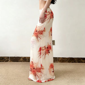 Jupe midi à imprimé floral de style occidental pour femmes, taille basse, moulante, extensible, coupe ajustée, tenue d'été pour les vacances - Product Image 4