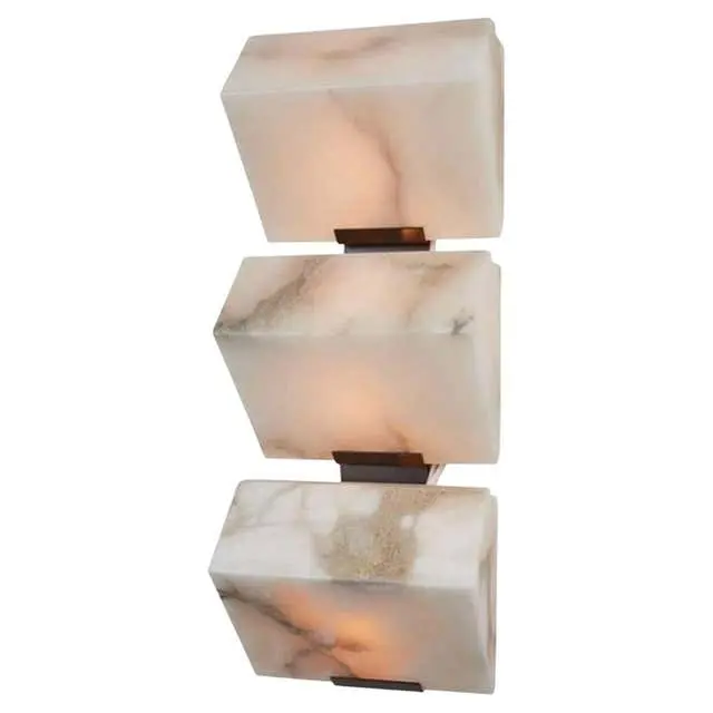 Triple Sloping Block alabaster wall sconce stone wall light