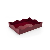 Plateau d'apéritifs en laque noire fait à la main Accents de table basse haute brillance Desserts bord ondulé plateau de service